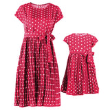 Family Matching Mother Daughter Long Wave Point Holiday Elegant Dresses
