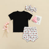 Baby Girl Valentine's Day Love Printed Short Sleeve 3 Pcs