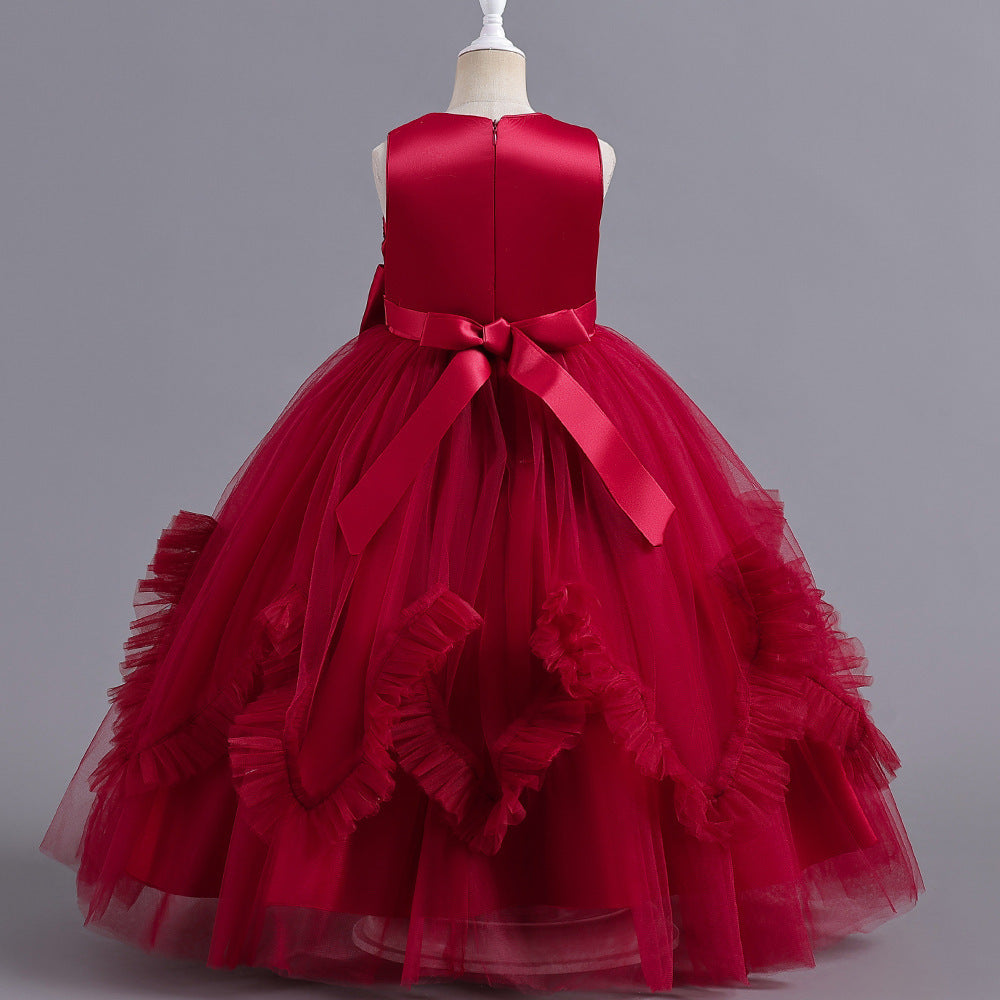 Kid Girl Evening Gown Catwalk Piano Performance Princess Dresses