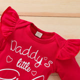Baby Girl Valentine's Day Set Spring New Red Rose 3 Pcs Sets