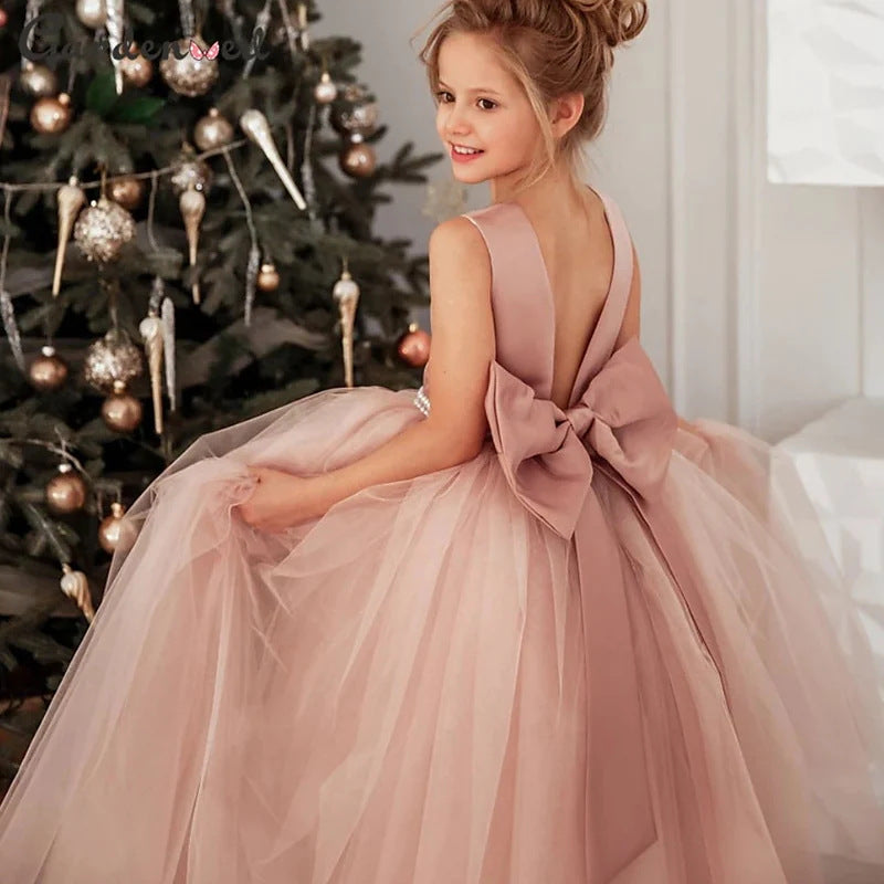 Kid Girl Birthday Flower Wedding Bridesmaid Dress