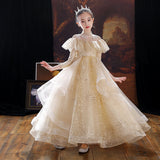 Kid Girl Catwalk Princess Flower Puffy Host Piano Dresses