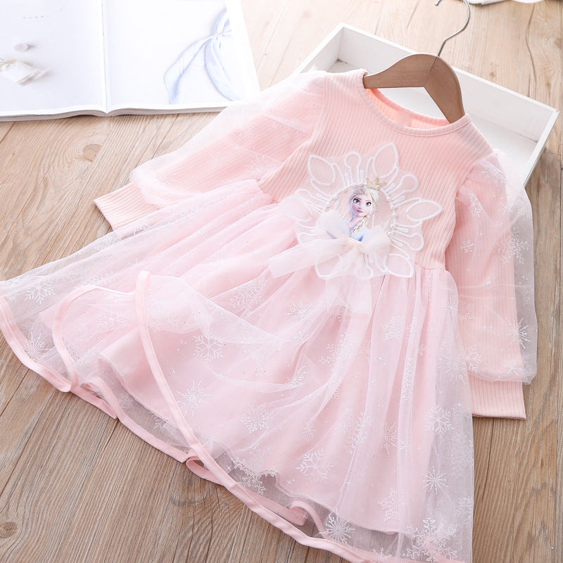 Kid Baby Girl Princess Aisha Frozen Snowflake Gauze Dresses