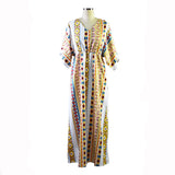 Family Matching Geometric Print V-neck Short Sleeve Long Dress