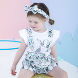 Baby Easter White Rabbit Printed Shorts 3 Pcs Set