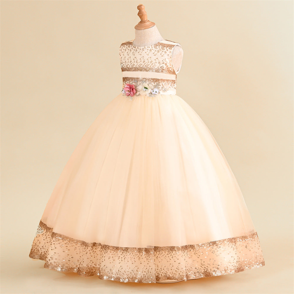 Kid Girl Princess Peng Gauze Piano Playing Dresses