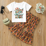 Kid Baby Girls Letter Personalized Printed Flared 2 Pcs Set