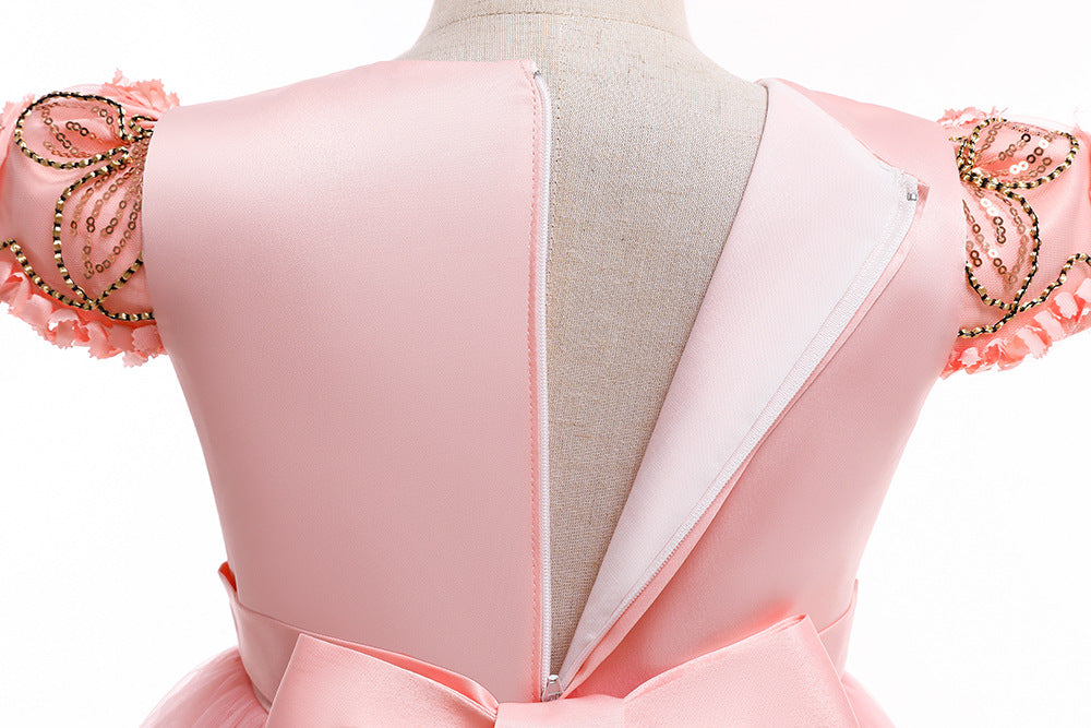 Kid Girl Princess Floor Length Party Sequin Party Ball Gown Dresses