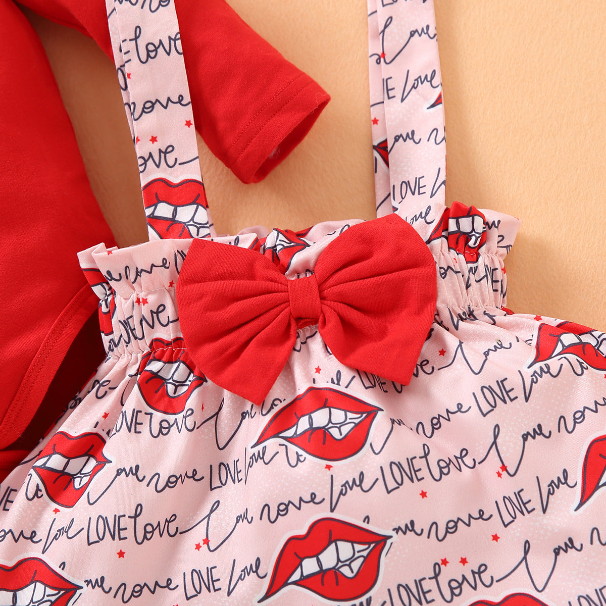 Baby Girl Valentine's Day Long Sleeves Bodysui 3pcs Sets