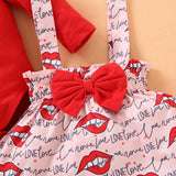 Baby Girl Valentine's Day Long Sleeves Bodysui 3pcs Sets