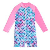 Kid Girls Swimsuit Long-sleeved One-piece Mermaid Swimwear