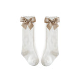 Cute Girl Knee Cotton Breathable Soft Solid Big Bow Long Socks