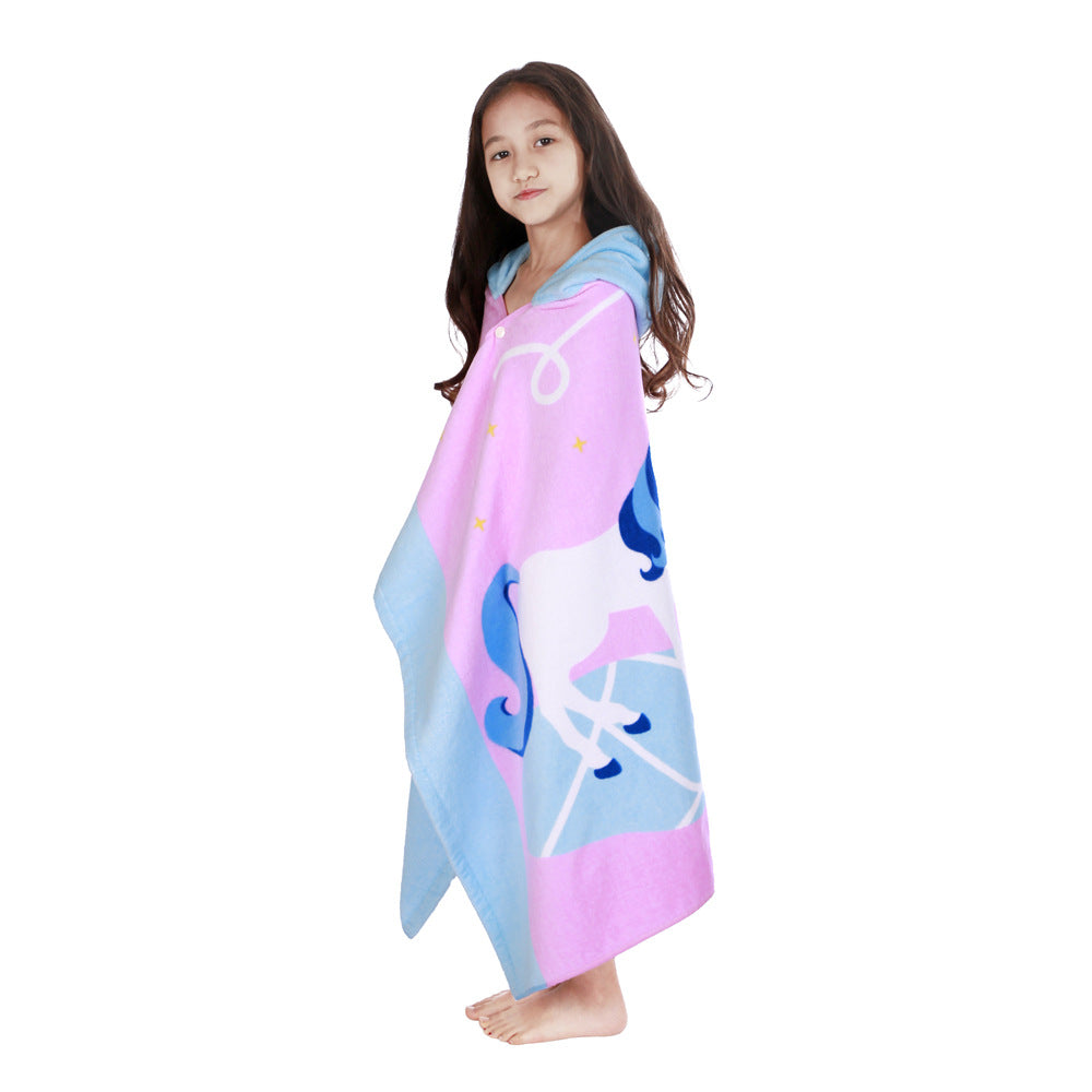 Baby Boy Girl Hooded Bath Towel Cartoon Microfiber Soft Blanket Pajamas