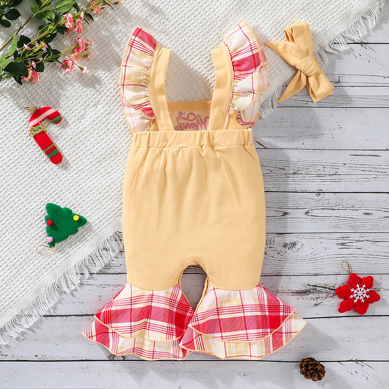 Baby Girl Sleeveless Jumpsuit Christmas Long Legs Pants