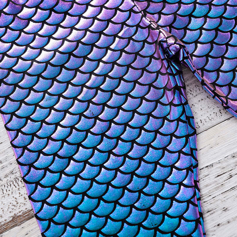 Kid Baby Girl Pants Blue Magic Color Fish Scale Gradual Leggings