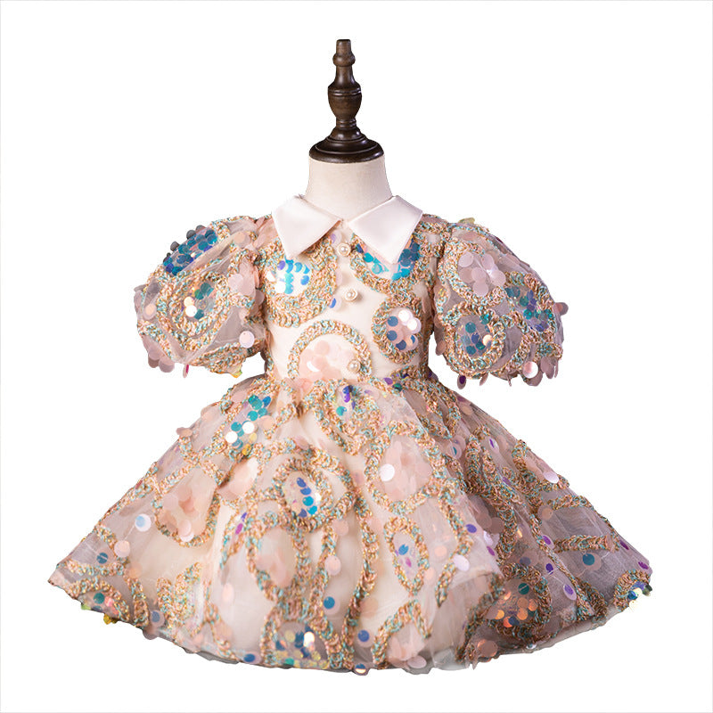Kid Baby Girl Wedding Little Sequins Evening Dress