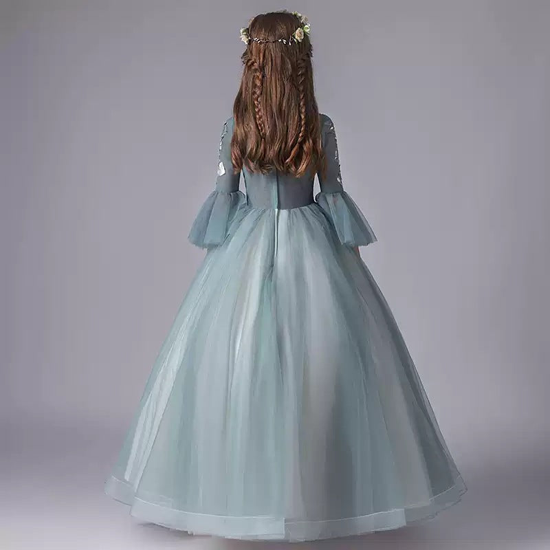 Kid Girl Princess Long Sleeve Autumn Spring Birthday Evening Dress