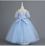 Kid Baby Girl Princess Pompous Yarn Long Flower Wedding Dresses