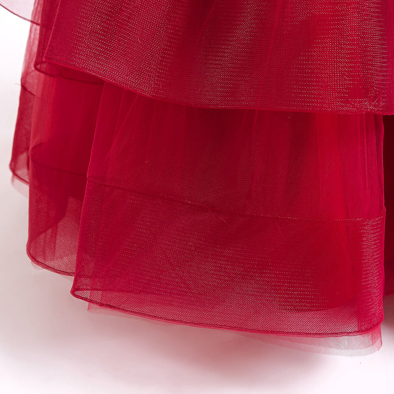 Kid Baby Girl Long Sleeved Sequins Gauze Puffy Princess Dress