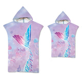 Mermaid Hooded Microfiber Fabric Beach Towel Bathrobe Pajamas for Adult Kid