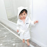 Kid Boys Girls Bathrobe Warm Long Sleeve Hooded Homewear Pajamas