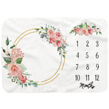 Baby Monthly Record Growth Milestone Blanket Flannel Floral Pajamas