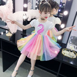 Kid Baby Girl Rainbow Unicorn Fashionable Casual Tide Dresses
