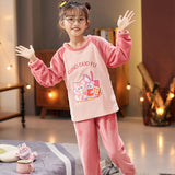 Kid Baby Girl Lovely Cartoon Long Sleeve Coral Velvet Autumn Pajamas