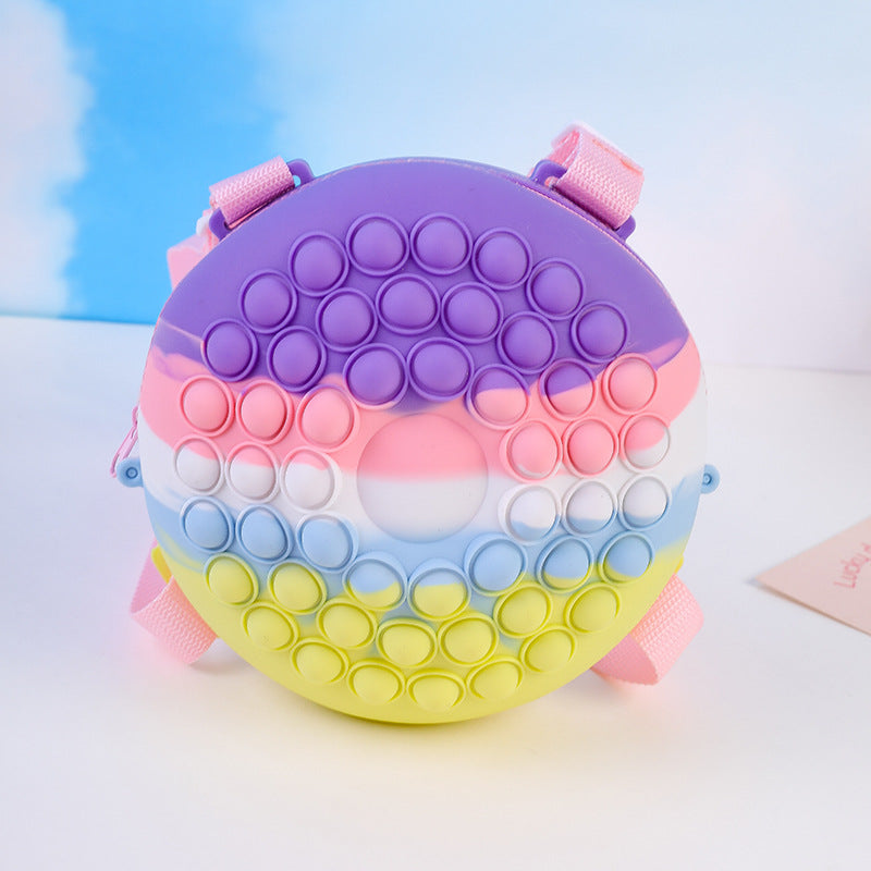 Kids Cartoon Backpack Change Purse Cute Doughnut Silicone Bag
