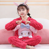 Kid Boy Girl Autumn Winter Jacquard Velvet Cute Cartoon Pajamas