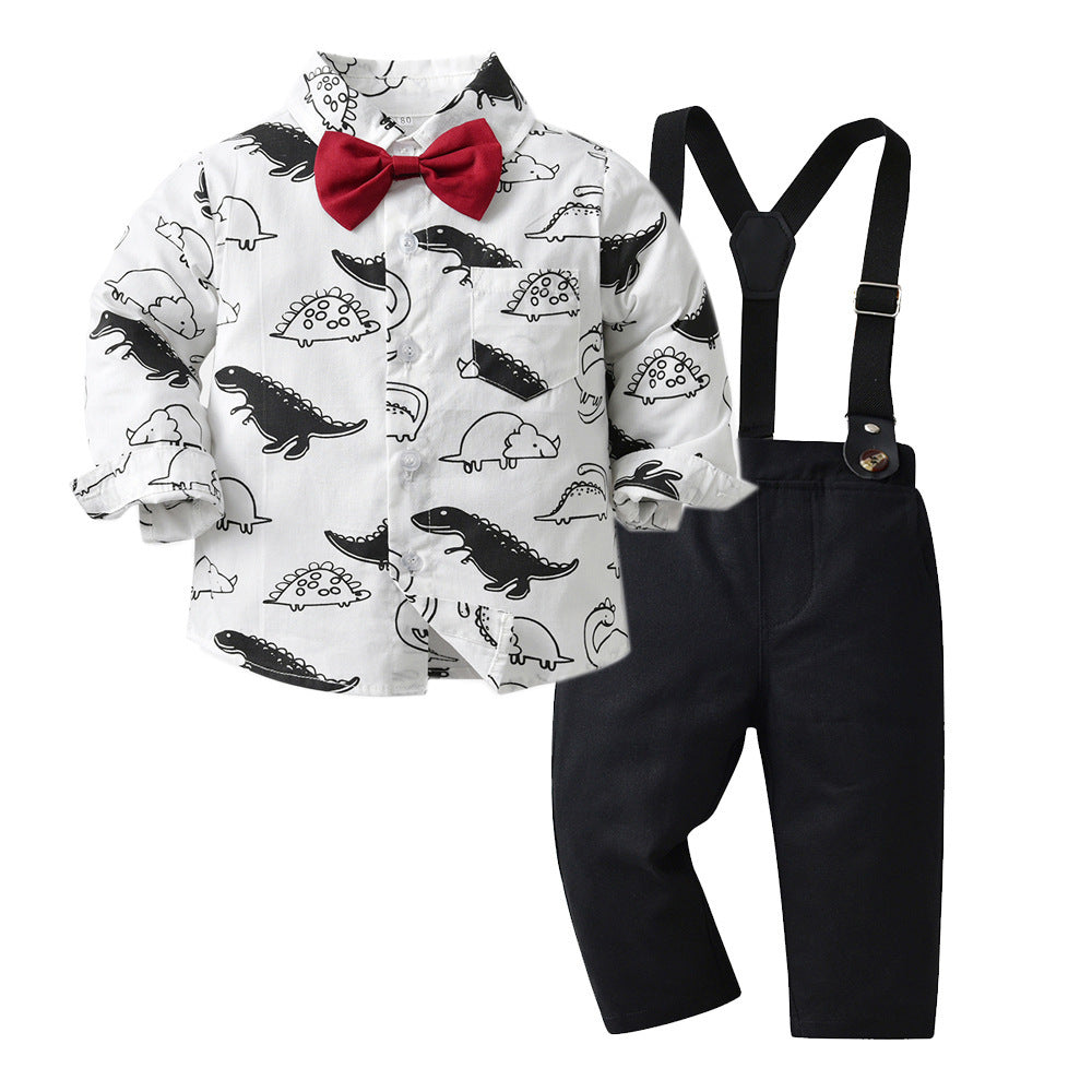 Kid Baby Boy Suit Animal Print Dinosaur Long Sleeve 2 Pcs Sets
