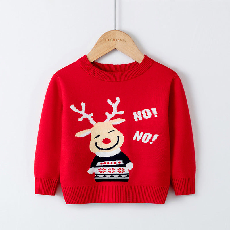 Kid Baby Boy Cartoon Bottoming Christmas Sweater Cardigan
