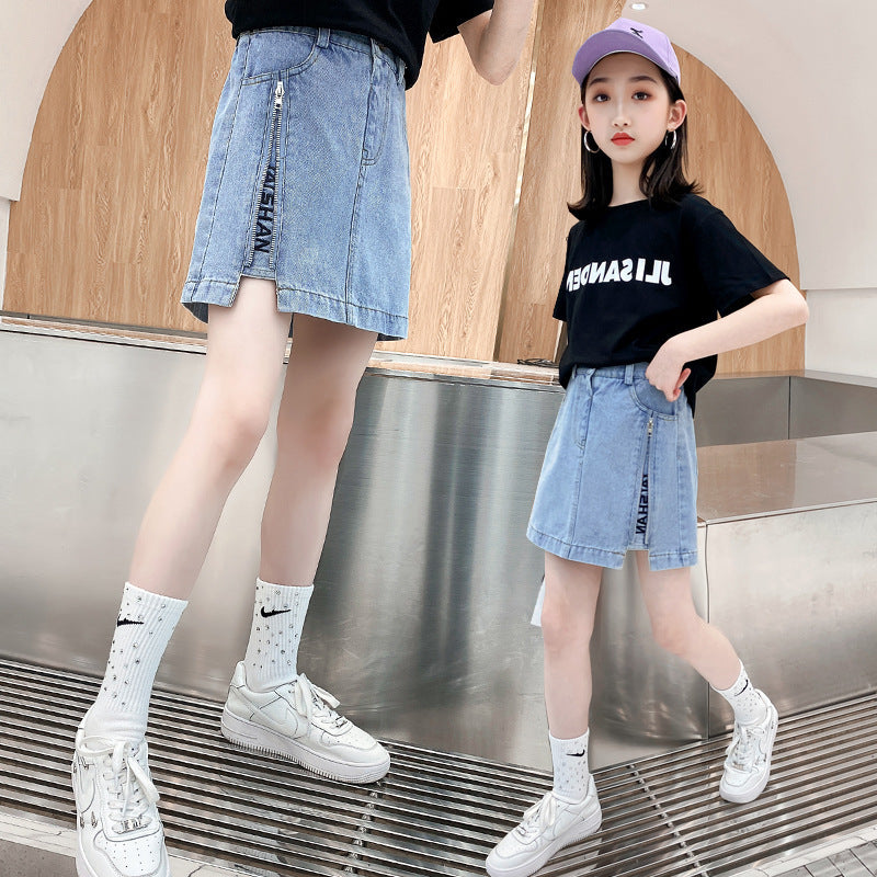 Kid Girls Short Skirt Summer Zipper Embroidered Skirts