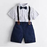 Kid Boy Set British Style Bow Tie Suspenders Formal Suit 2 Pcs