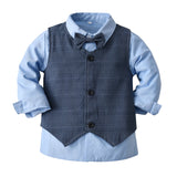 Kid Baby Boy Suit Long Sleeve Gentleman Birthday Party 4 Pcs Sets