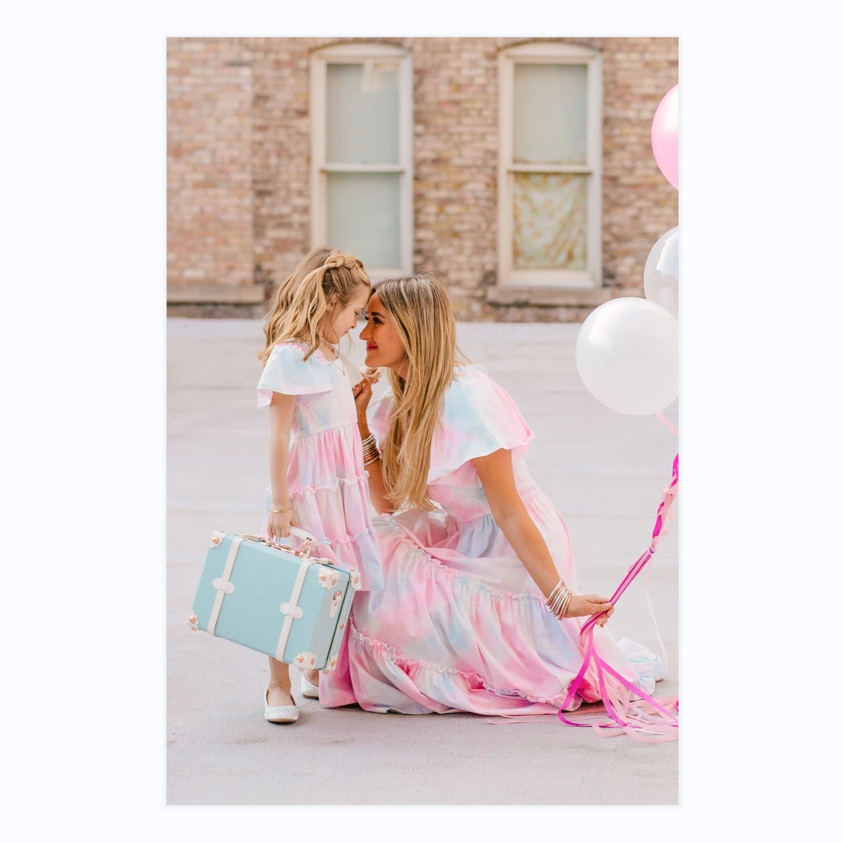Family Matching Ruffled Sleeves Pleated Dresses