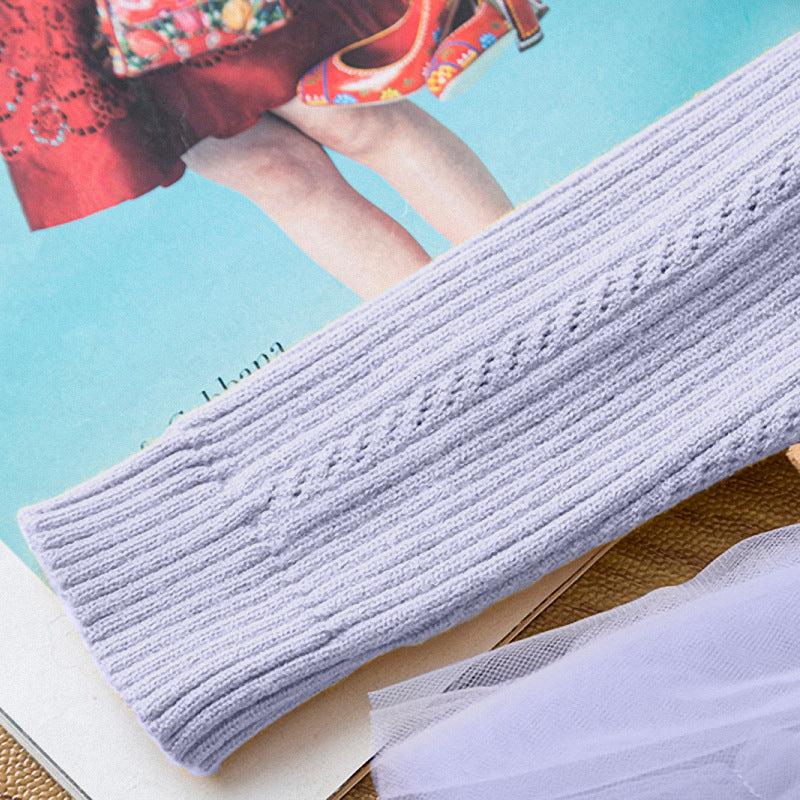 Kid Baby Girl Princess Knitted Cake Long Sleeve Mesh Puffy Dress