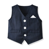Kid Baby Boy Formal Suit Gentlemen Striped Braces 4 Pcs Set