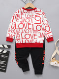 Kid Baby Boys Fashion Suit Valentine's Day  Letter Printing 2 Pcs Sets
