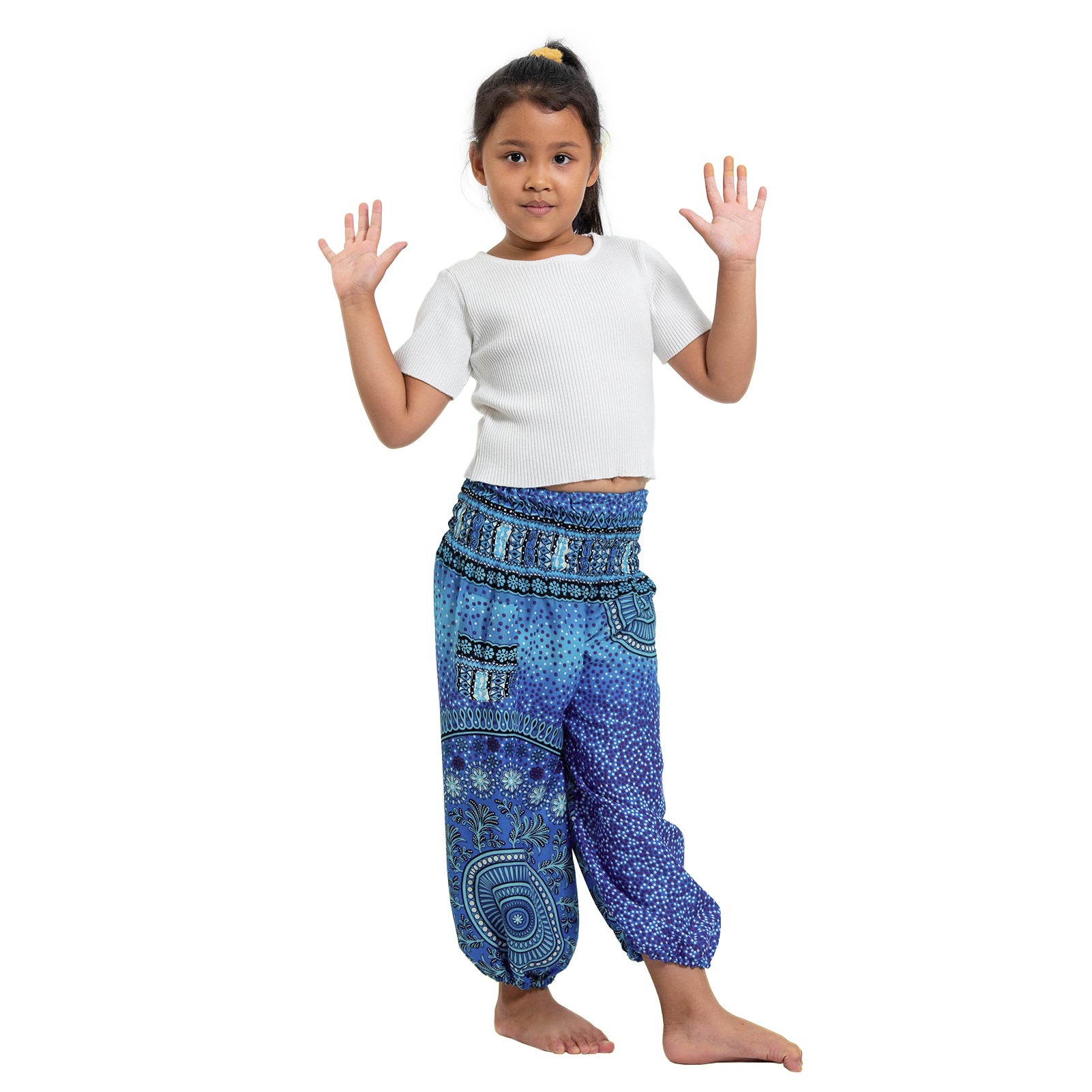 Kid Girl National Digital Printed Knickerbockers Leisure Loose Sports Pants