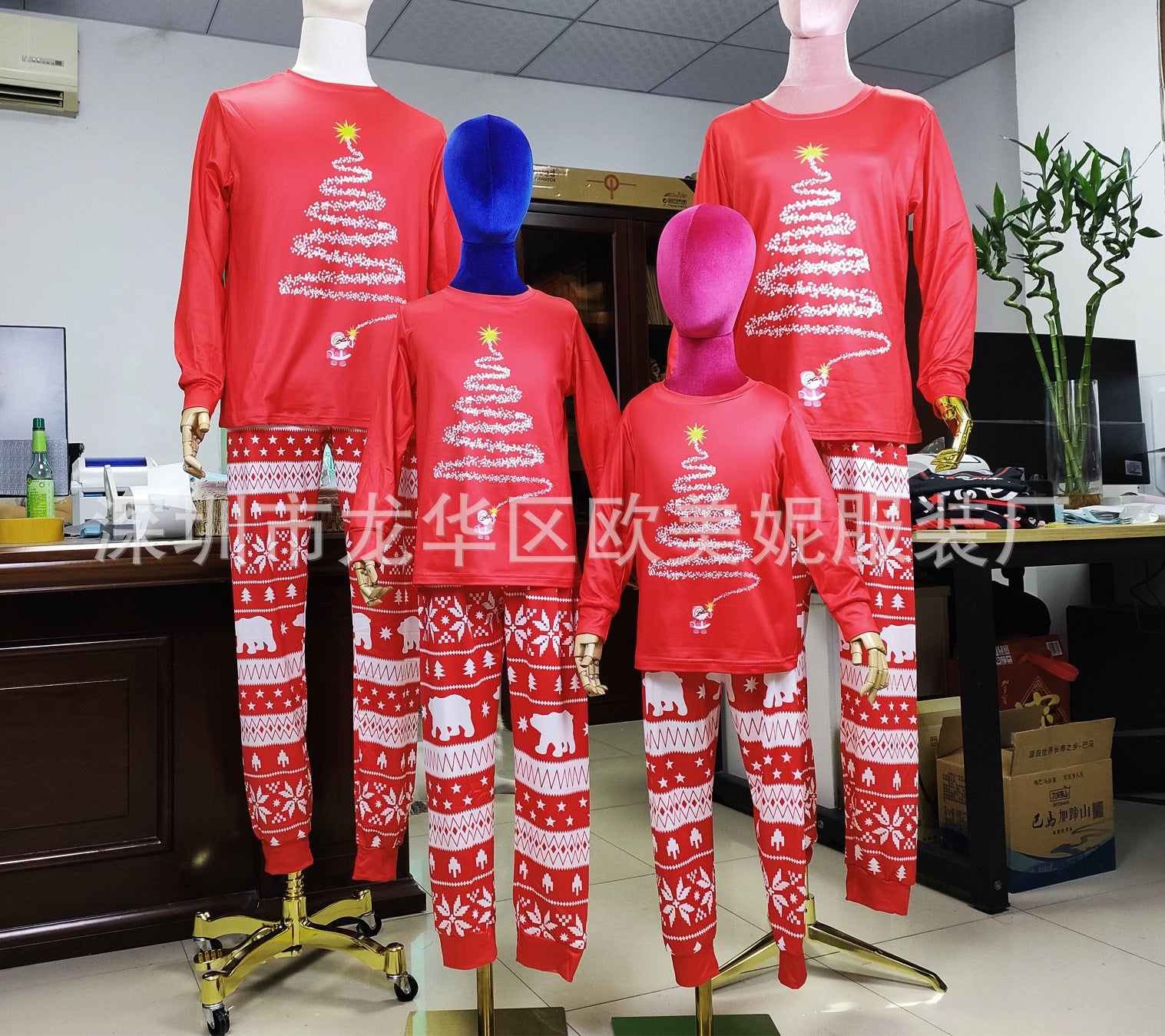 Family Matching Christmas Long Sleeve Cartoon Pajamas