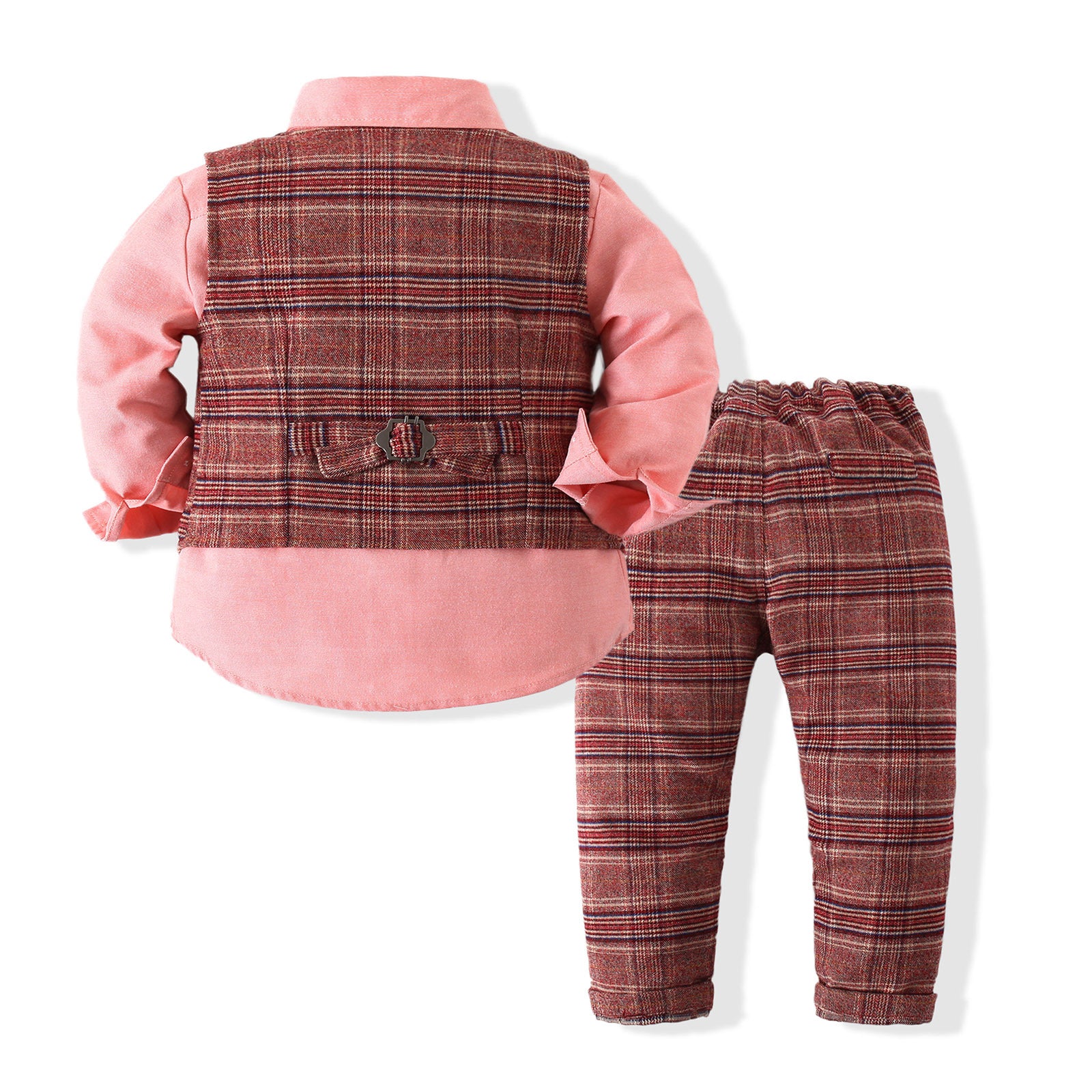 Autumn Baby Boys Gentleman Suit Plaid Banquet 2 Pcs Sets