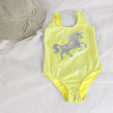 Kid Girl Sequin Embroidered Onepiece Unicorn Foil Swimsuit