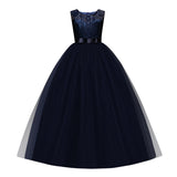 Kid Girl Princess Bow Lace Wedding Party Elegant Teenagers Bridesmaid Dresses