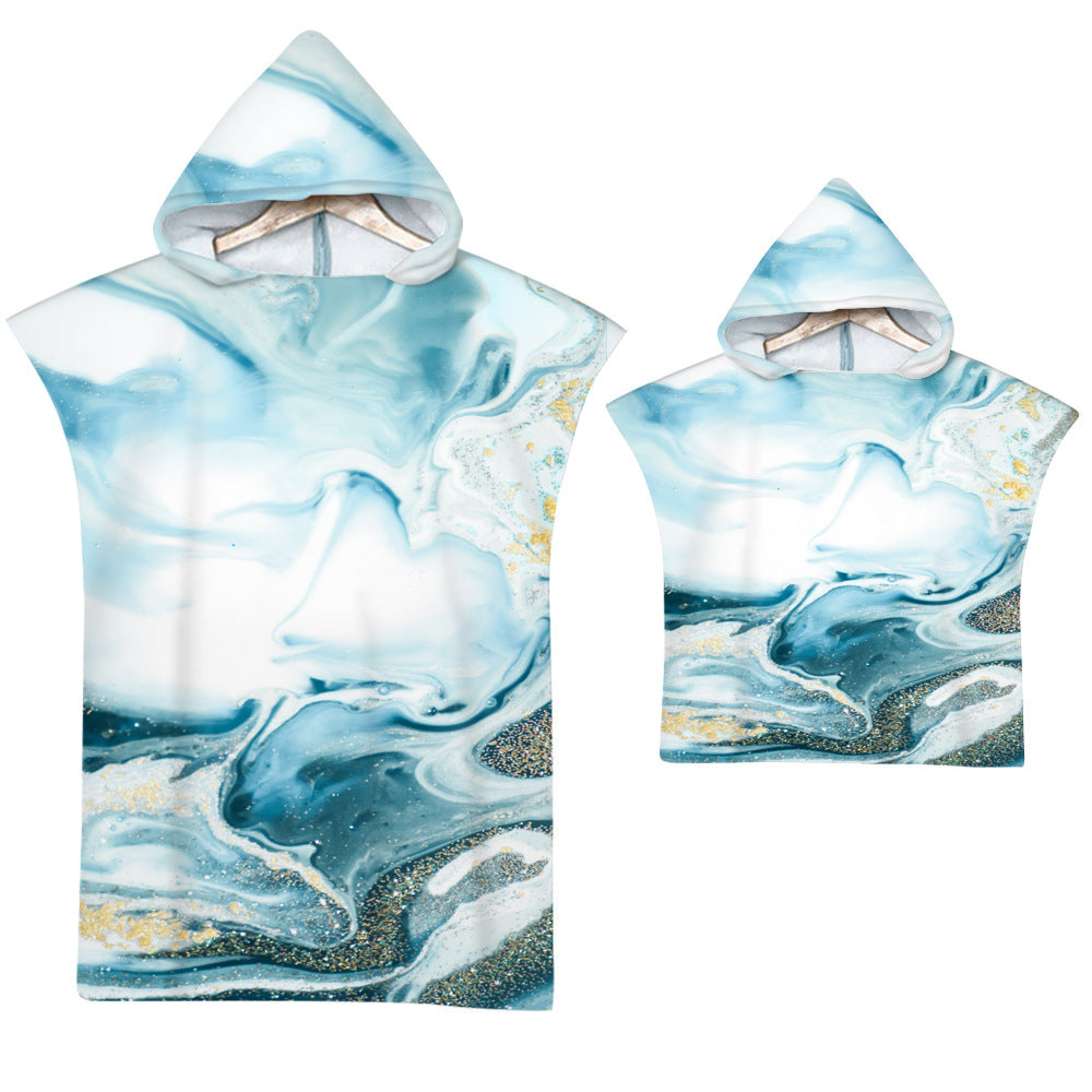 Adult Microfiber Fabric Marble Bath Towels  Bathrobe Cloaks Pajamas