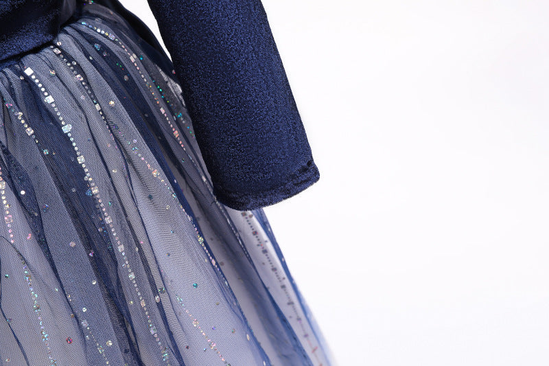 Kid Girl Long Sleeve Autumn Birthday Princess Piano Performance Dresses