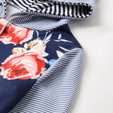 Family Matching Parent-child Stripe Stitching Hoodie Shirts Tops