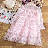 3-8T Kid Girl Floral Embriodery Flower Ruffle Layered Party Tulle Dresses