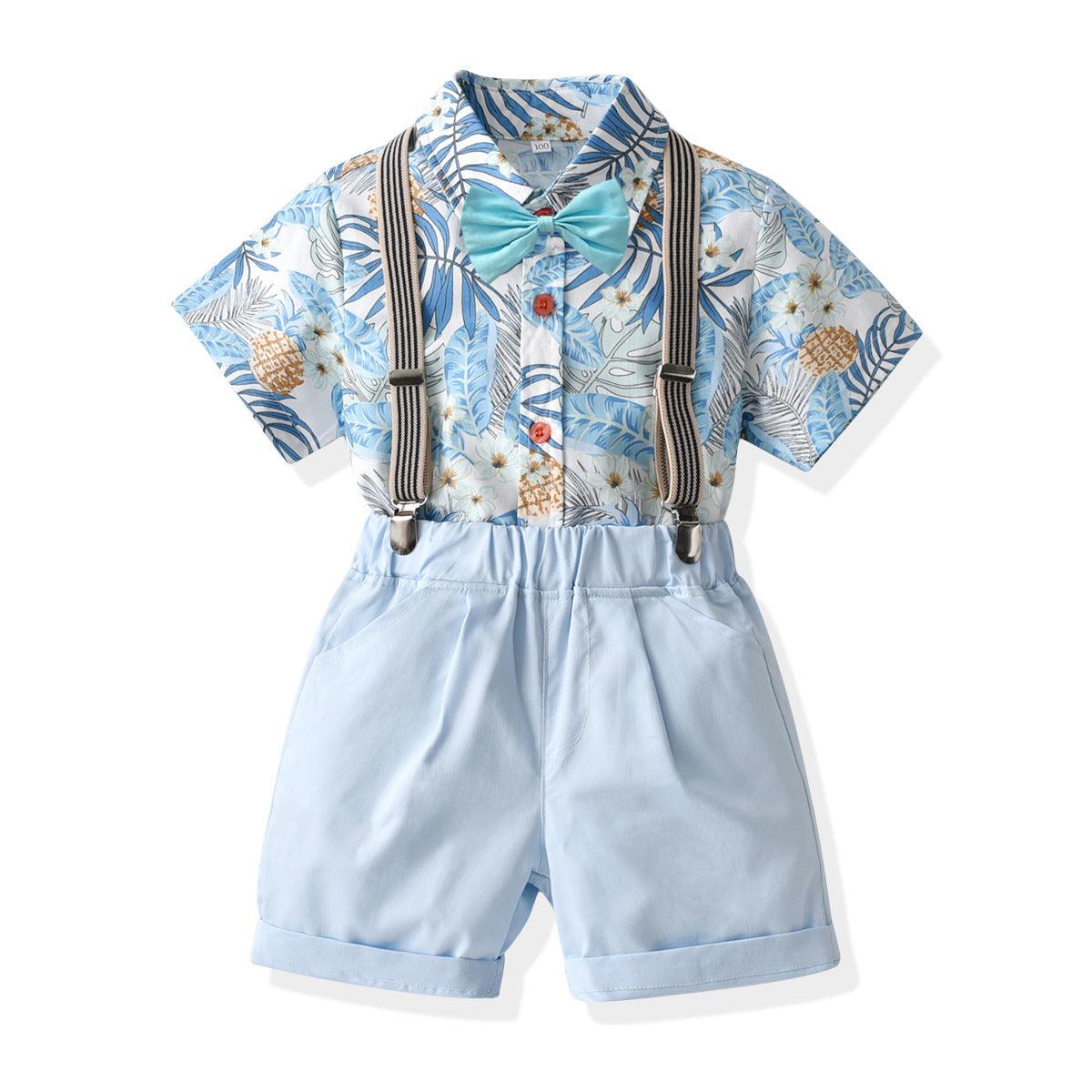 Kid Baby Boy Suit Maple Leaf Short Sleeve Harness Beach 2 Pcs Sets