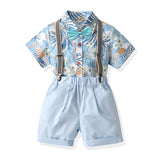 Kid Baby Boy Suit Maple Leaf Short Sleeve Harness Beach 2 Pcs Sets